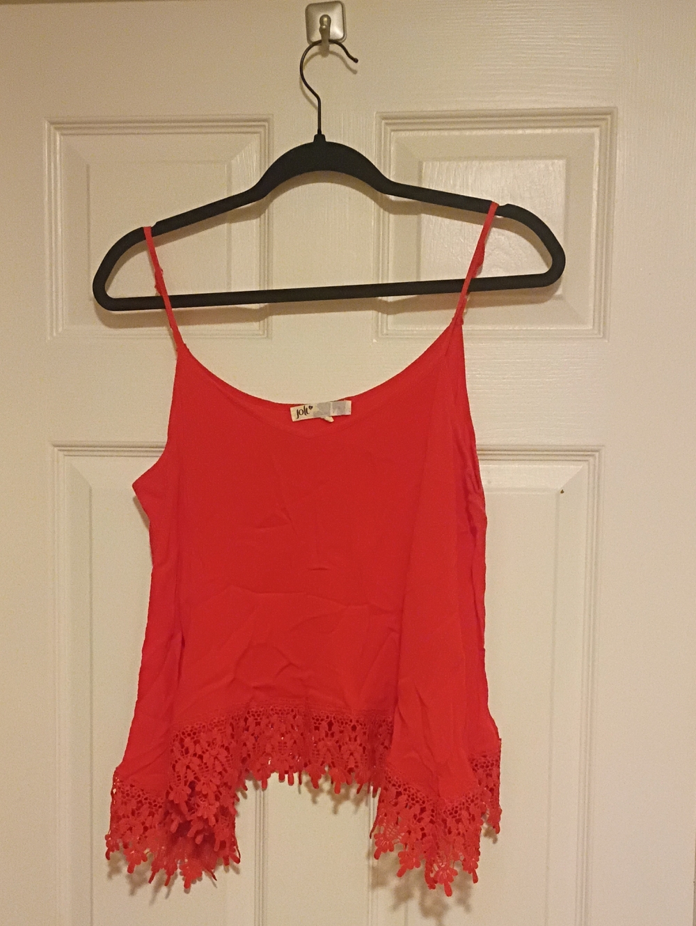Jolt Red Crochet-Hem Spaghetti Strap Camisole